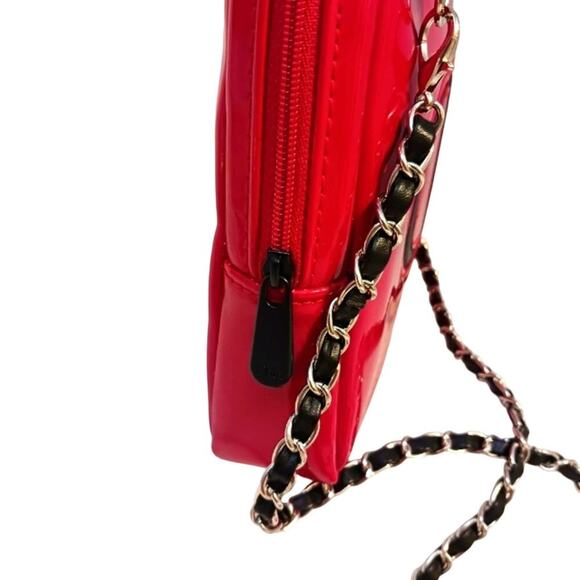 DIOR Crossbody Purse 6.5" Square RED GLOSSY converted Cosmetic bag w GOL… - Picture 6 of 16